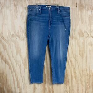 NWT Madewell Classic Straight Jeans Whiskering Medium Wash Blue Size W 36